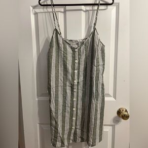 Sage green and white stripped dress